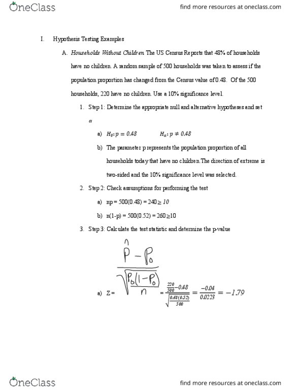 STATS 250 Lecture Notes - Lecture 15: Test Statistic, Binomial Distribution cover image