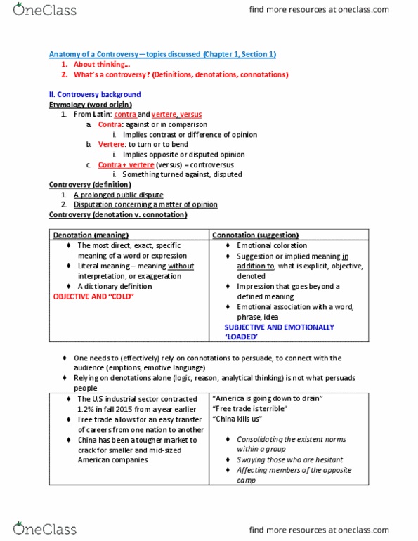 POLS-Y 100 Lecture Notes - Lecture 1: Connotation, Denotation, Free Trade thumbnail