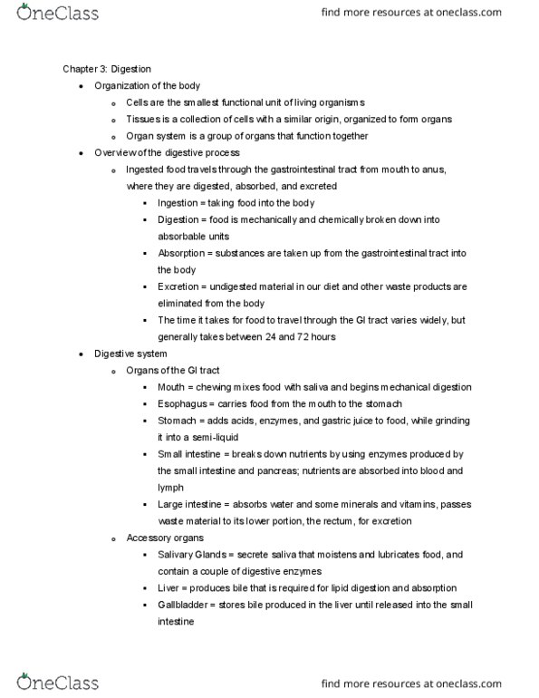 NTDT200 Lecture Notes - Lecture 5: Gastric Acid, Salivary Gland, Small Intestine thumbnail