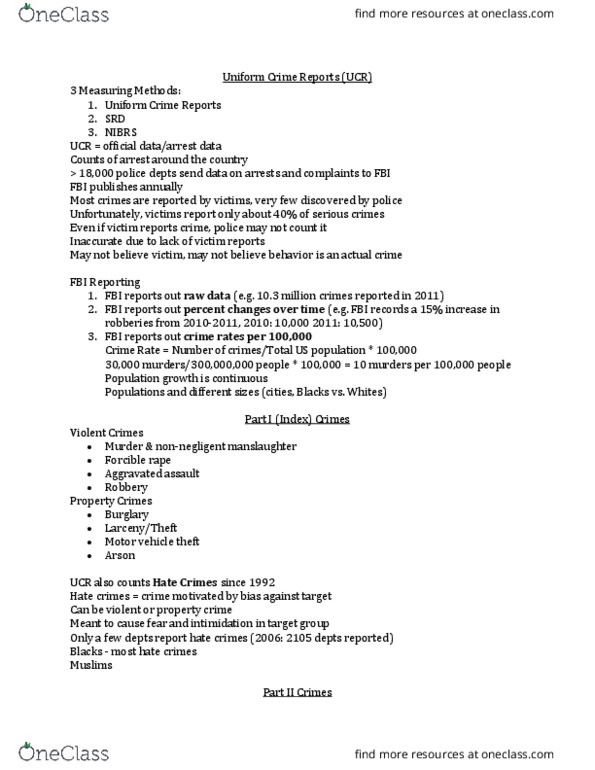 01:920:222 Lecture Notes - Lecture 2: Uniform Crime Reports, Voluntary Manslaughter, Motor Vehicle Theft thumbnail