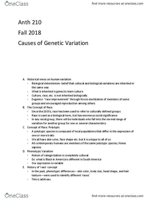 ANTH 215 Chapter Notes - Chapter 3: Biological Determinism, Eugenics, Railways Act 1921 thumbnail