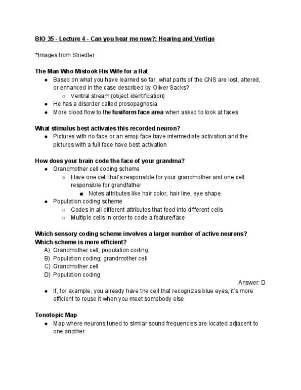 BIO SCI 35 Lecture 4: BIO 35 - Lecture 4 - Vision (cont.) / Can you hear me now: Hearing and Vertigo cover image