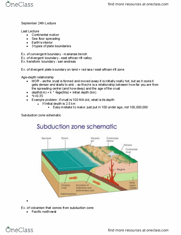 EARTH 222 Lecture Notes - Lecture 4: Divergent Boundary, Seafloor Spreading, Subduction thumbnail