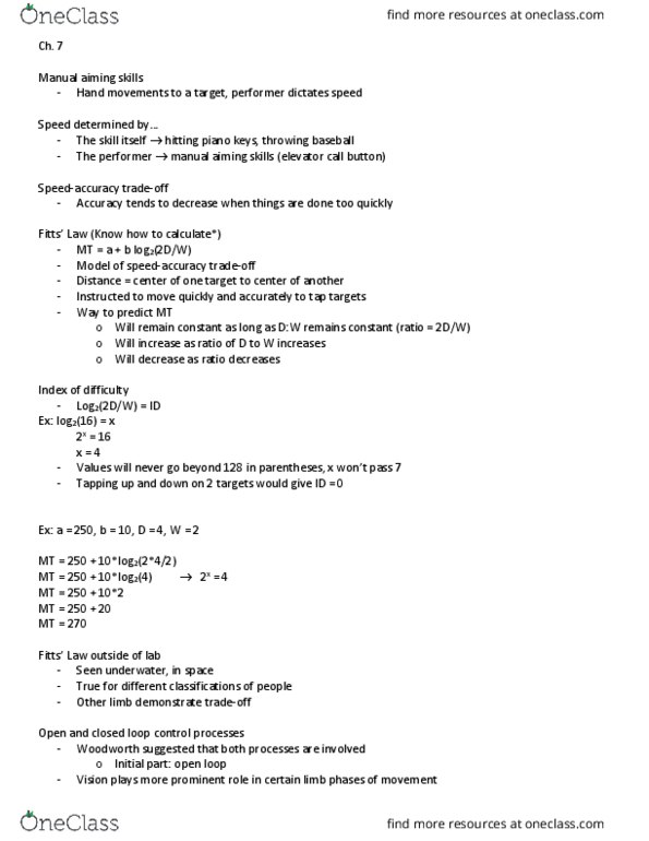 HKIN 215 Lecture Notes - Lecture 7: Binary Logarithm thumbnail