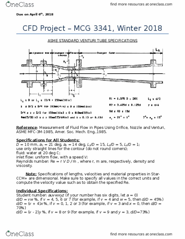 MCG 3341 Lecture Notes - Lecture 1: Venturi Effect, Reynolds Number, Viscosity thumbnail