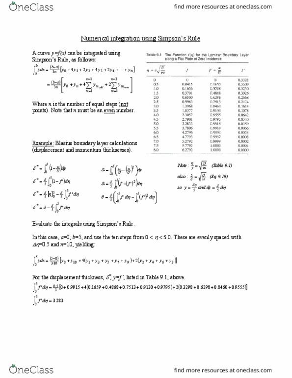 MCG 3341 Lecture Notes - Lecture 9: Blasius Boundary Layer, Boundary Layer Thickness, Numerical Integration thumbnail
