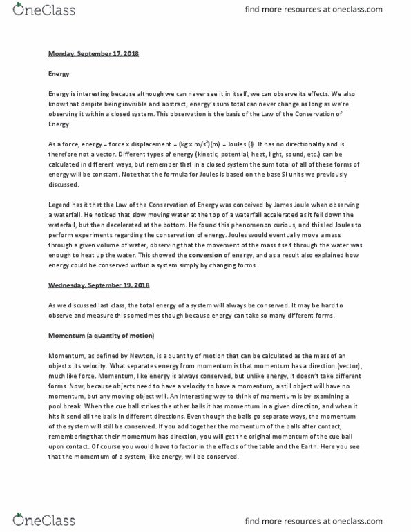 PHYS114 Lecture Notes - Lecture 5: James Prescott Joule, International System Of Units, Headon thumbnail