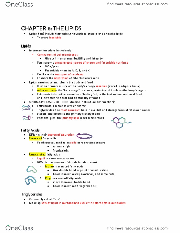 ESS 3 Lecture Notes - Lecture 5: Unsaturated Fat, Polyunsaturated Fat, Adipose Tissue thumbnail