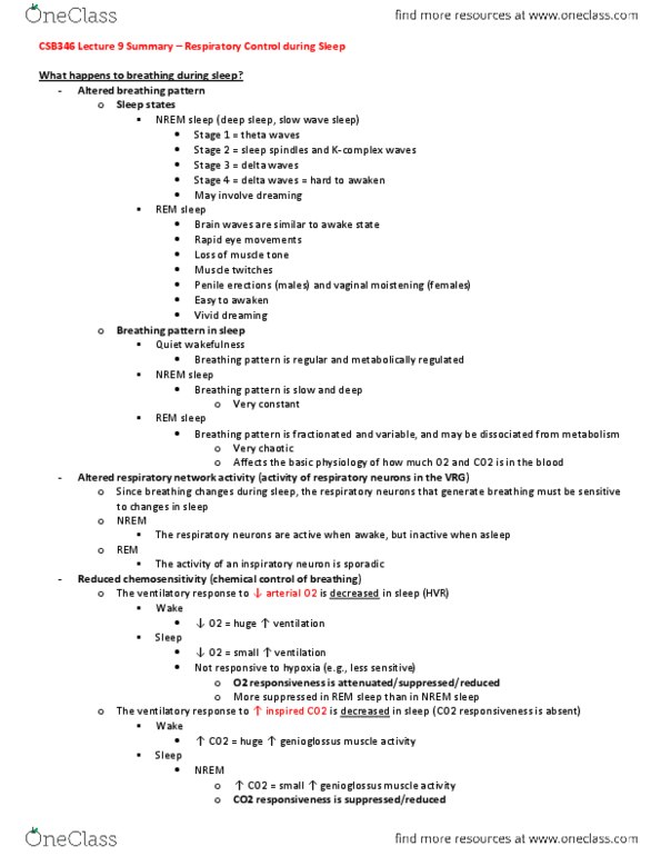 CSB346H1 Lecture Notes - Lecture 9: Genioglossus, Non-Rapid Eye Movement Sleep, Slow-Wave Sleep thumbnail