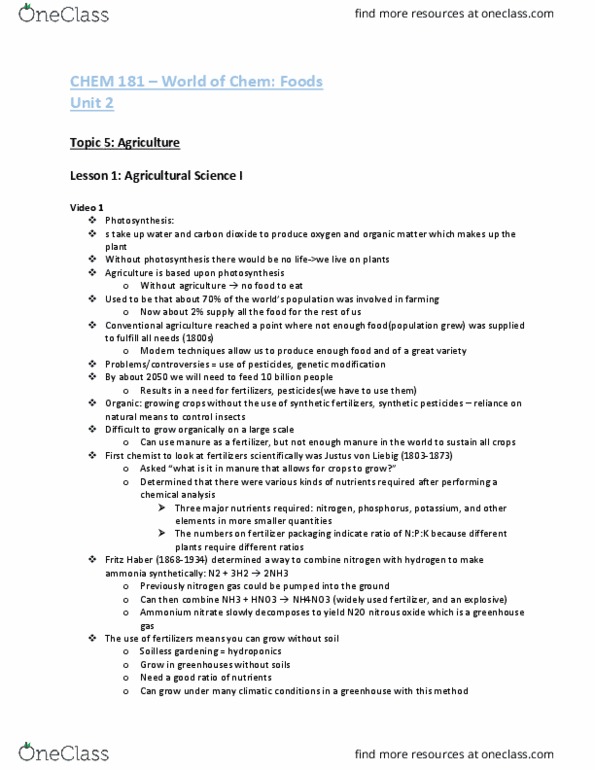 CHEM 181 Lecture Notes - Lecture 15: Apple Scab, Herbicide, Fritz Haber thumbnail