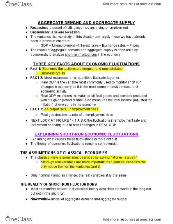 ECON-102 Chapter Notes - Chapter 14: Aggregate Demand, Aggregate Supply, Gdp Deflator thumbnail