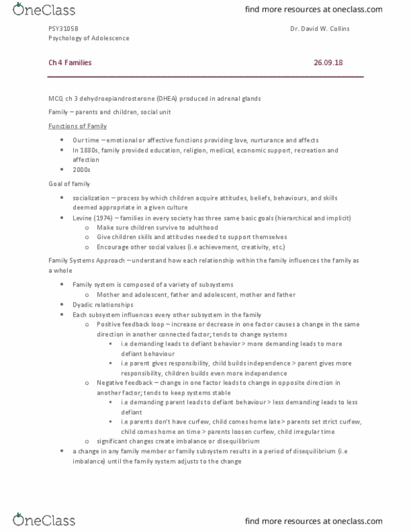 PSY 3105 Lecture Notes - Lecture 4: Dehydroepiandrosterone, Negative Feedback, Positive Feedback thumbnail