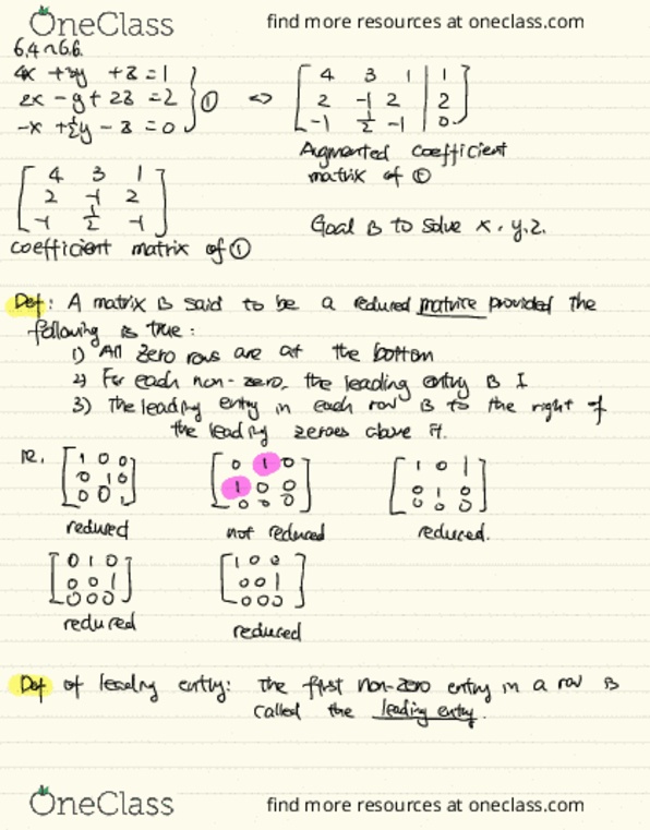 MAT133Y1 Lecture Notes - Lecture 10: Coefficient Matrix, Zirconium, Eaves cover image