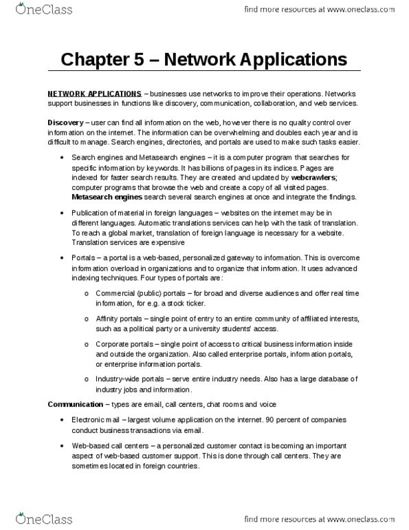 ADMS 2511 Chapter Notes - Chapter 5: Internet Relay Chat, Web 2.0, Voice Over Ip thumbnail