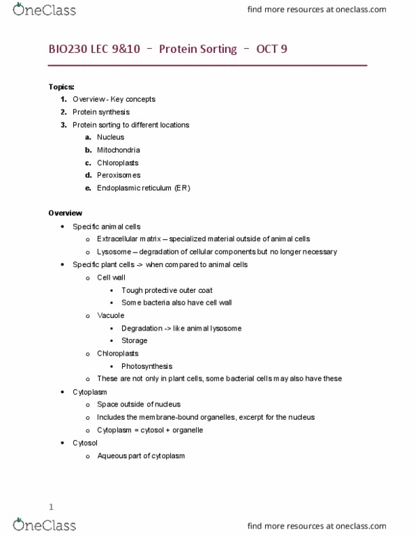 BIO230H1 Lecture Notes - Lecture 5: Extracellular Matrix, Membrane Protein, Cell Wall thumbnail