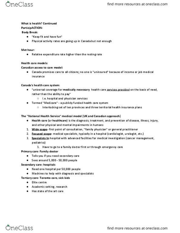 KINE 1020 Lecture Notes - Lecture 3: Urology, Medical Investigation, Family Medicine thumbnail