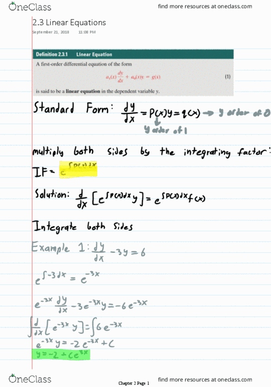 Applied Mathematics 2270A/B Chapter 2.3: Linear Equations thumbnail
