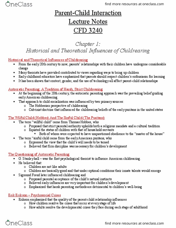 CFD 1220 Lecture 15: Parent-Child Interactions lecture notes thumbnail