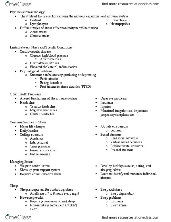 CFD 1220 Lecture Notes - Lecture 4: Rapid Eye Movement Sleep, Posttraumatic Stress Disorder, Cluster Headache thumbnail