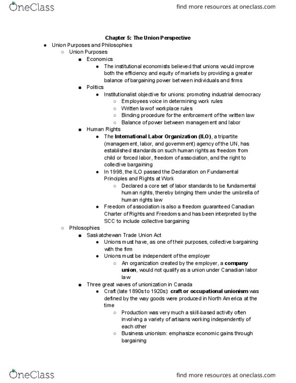 IRE244H1 Chapter Notes - Chapter 5: Institutional Economics, Company Union, Industrial Democracy thumbnail