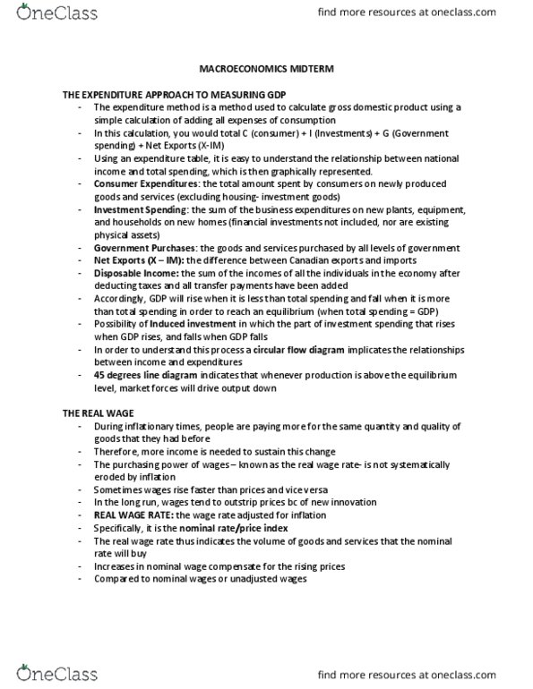 ECO 1302 Lecture Notes - Lecture 1: Real Wages, Output Gap, Potential Output thumbnail