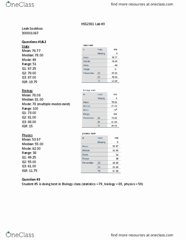 HSS 2381 Lecture Notes - Lecture 3: Box Plot thumbnail