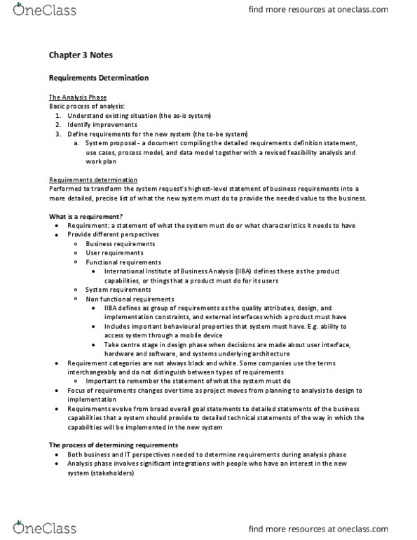 BUS 362 Chapter Notes - Chapter 3: Functional Requirement, System Request, Business Analysis thumbnail
