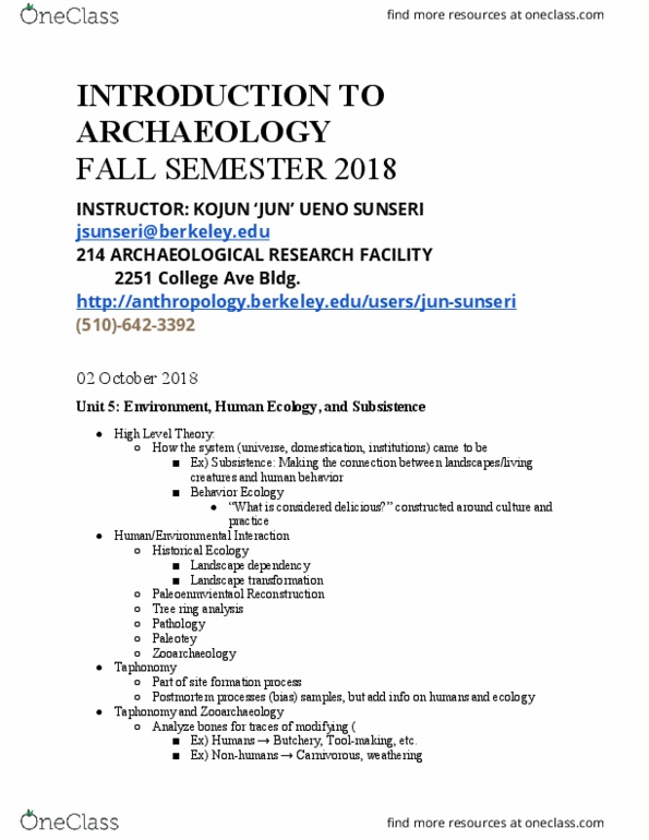 ANTHRO 2AC Lecture Notes - Lecture 7: Nunamiut, Zooarchaeology, Taphonomy thumbnail