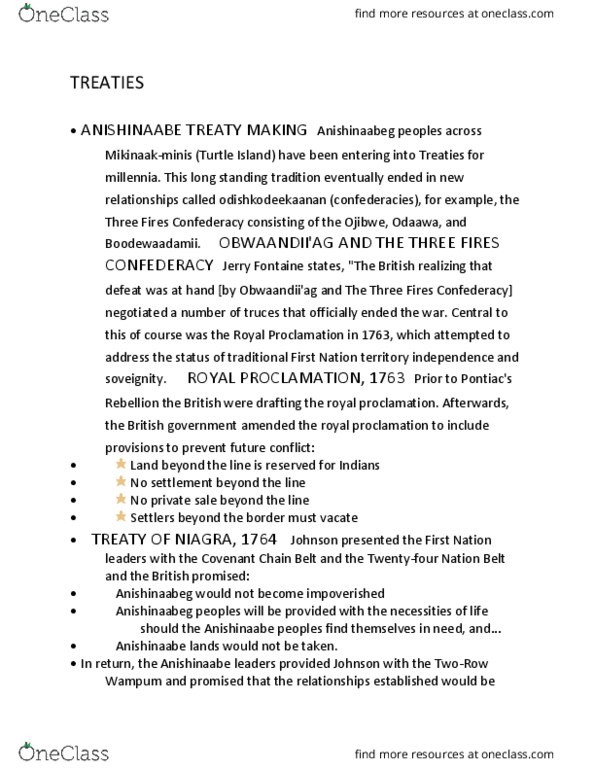 IS-1017 Lecture Notes - Lecture 5: Council Of Three Fires, Jerry Fontaine, Numbered Treaties thumbnail