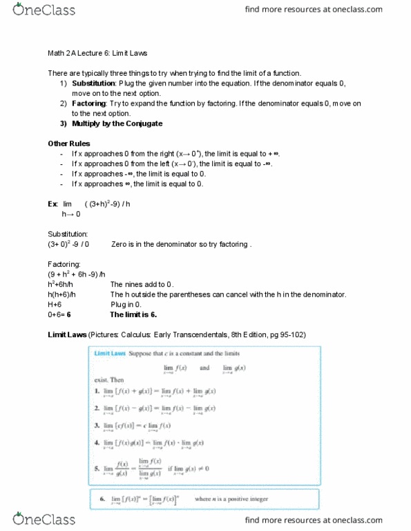 MATH 2A Lecture Notes - Lecture 6: Power Law cover image