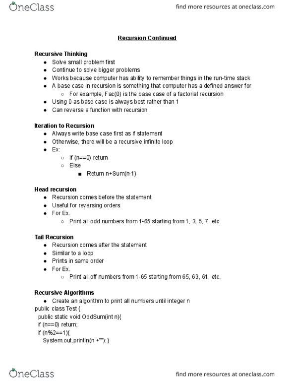 01:198:111 Lecture Notes - Lecture 6: Call Stack, Infinite Loop cover image