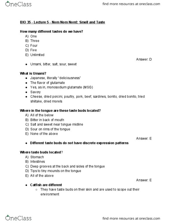 BIO SCI 35 Lecture Notes - Lecture 5: Monosodium Glutamate, Shiitake, Boletus Edulis thumbnail