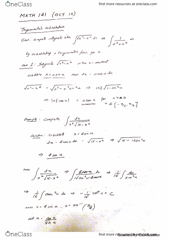 MATH 141 Lecture 20: MATH 141 - Lecture 20 - OCT 10 cover image