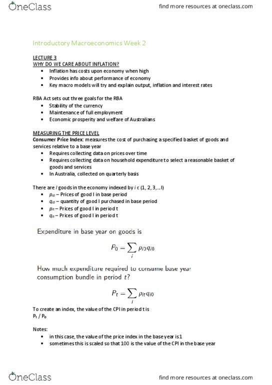ECON10003 Lecture Notes - Lecture 2: Real Interest Rate, Nominal Interest Rate, Fisher Equation thumbnail