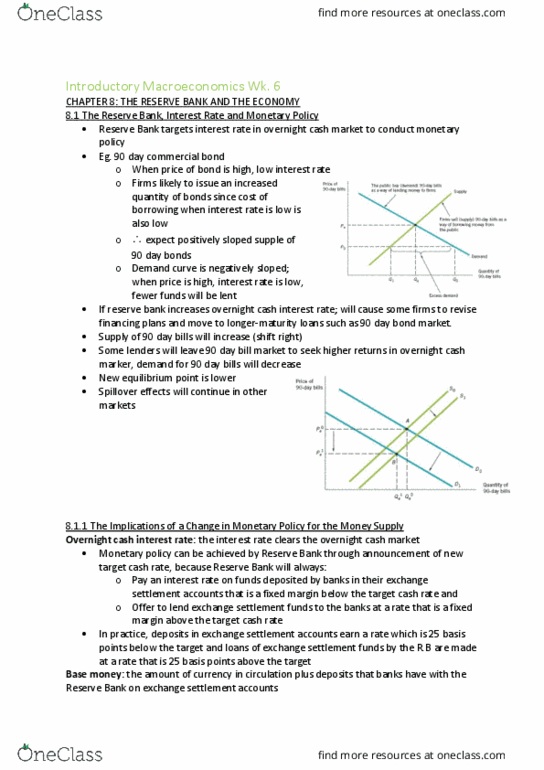 ECON10003 Lecture Notes - Lecture 6: Monetary Policy, Equilibrium Point, Money Supply thumbnail