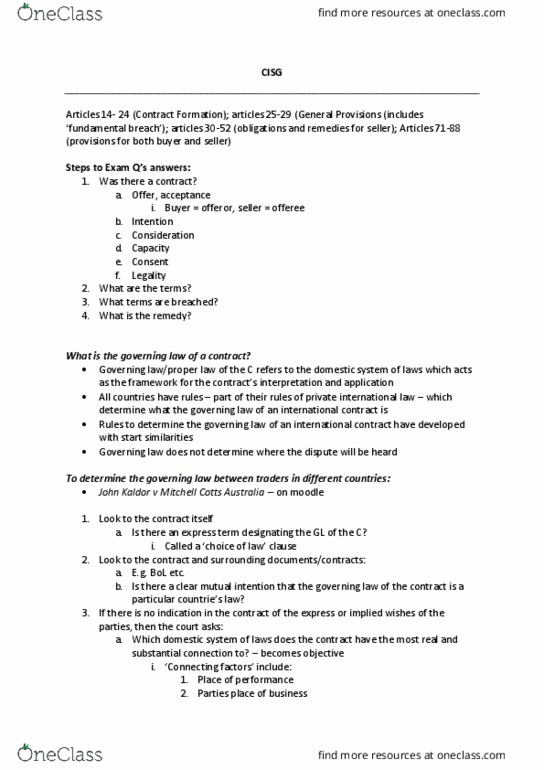 BTX3100 Lecture Notes - Lecture 5: United Nations Convention On Contracts For The International Sale Of Goods, Putting-Out System, Moodle thumbnail