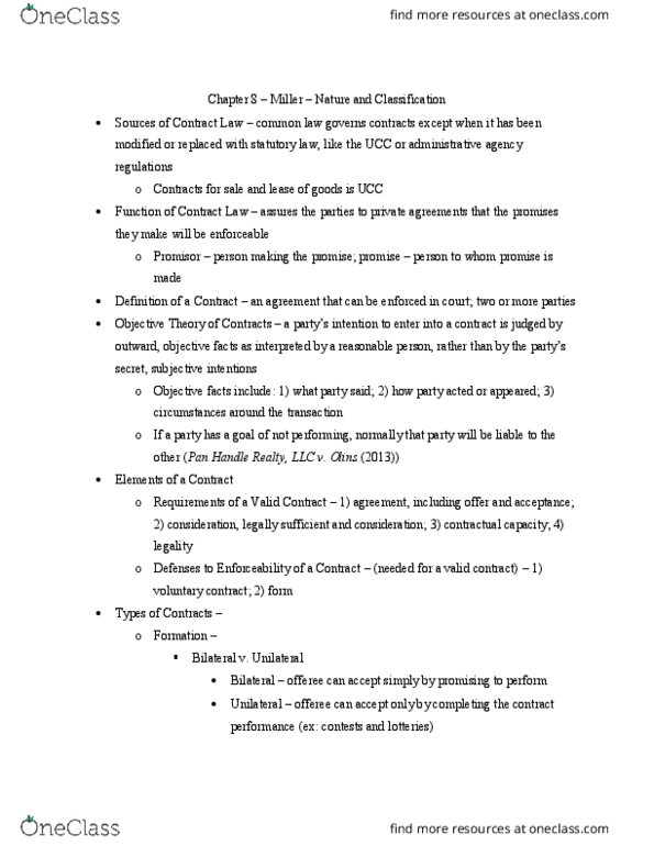BUL 4310 Chapter Notes - Chapter 8: Quasi-Contract thumbnail