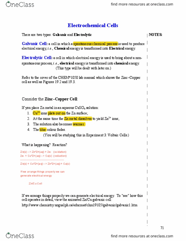 CHEM 1040 Lecture Notes - Lecture 2: Galvanic Cell, Voltmeter, Electrical Energy thumbnail