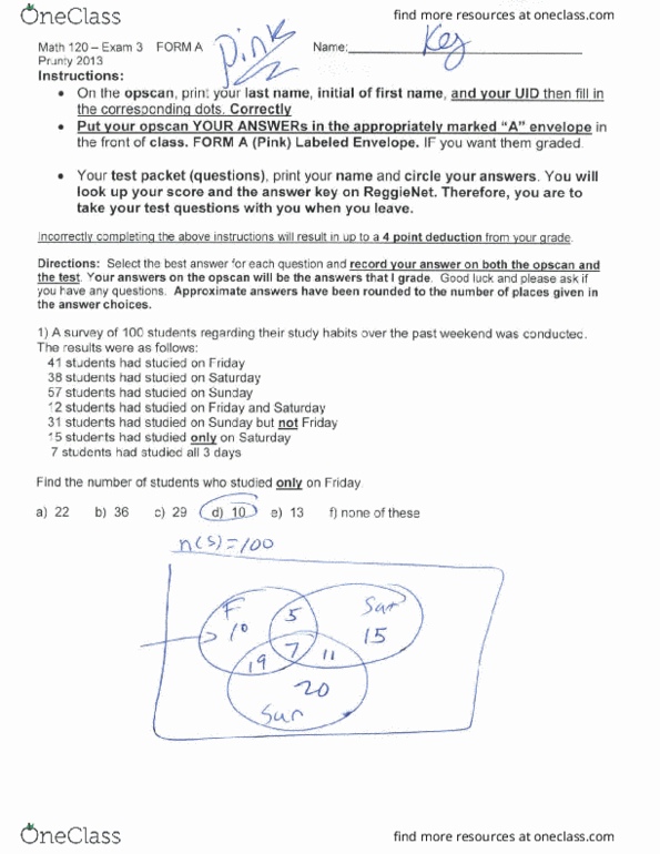 Mat 120 Study Guide Fall 2018 Midterm Mutual Exclusivity