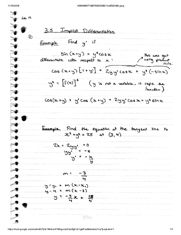 MATH 1ZA3 Lecture 12: Implicit Differentiation cover image