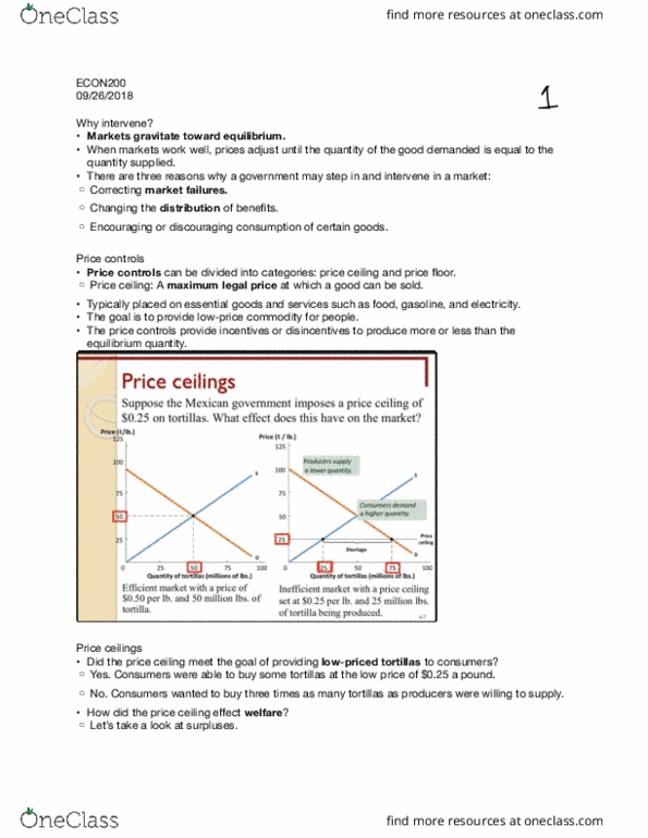 ECON 200 Lecture Notes - Lecture 8: Price Ceiling, Price Controls, Deadweight Loss thumbnail