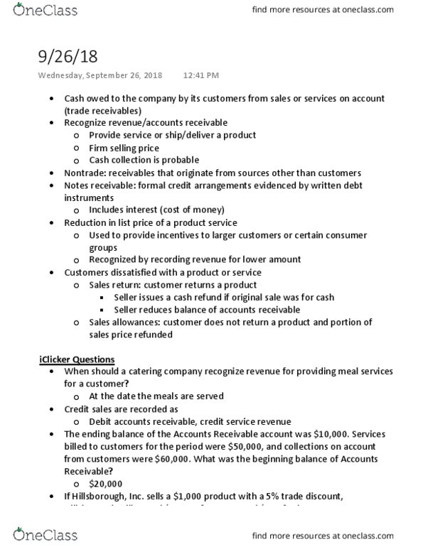 MGMT 20000 Lecture Notes - Lecture 12: Accounts Receivable thumbnail