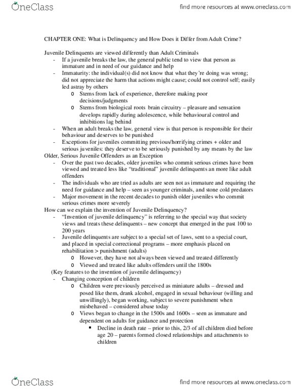 SOC222 Chapter 1: What is Delinquency and How Does it Differ from Adult Crime? thumbnail