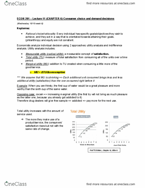 ECON 201 Lecture Notes - Lecture 11: Consumer Choice thumbnail