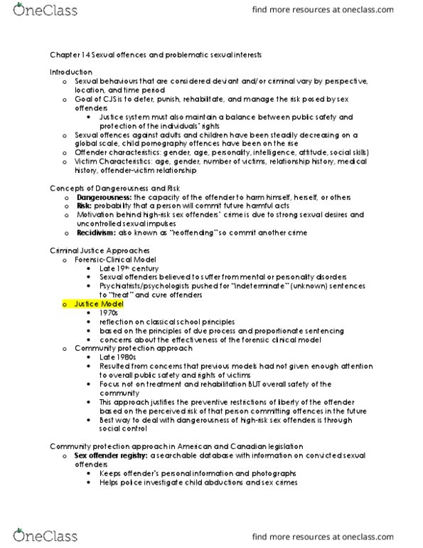 CRIM 101 Lecture Notes - Lecture 14: Sex Offender Registry, Dangerous Offender, Official Statistics thumbnail