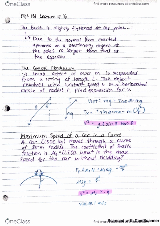 PHYS 131 Lecture 16: Circular Motion Examples cover image