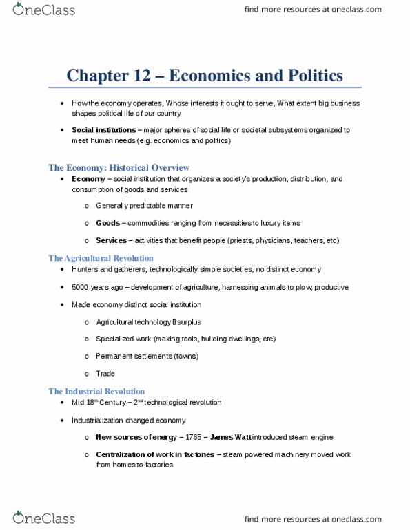 SOCI 100 Chapter Notes - Chapter 12: Occupational Safety And Health, Wage Labour, Child Tax Credit thumbnail