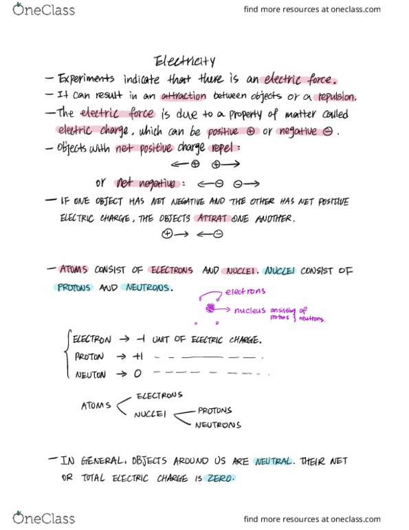 PHY205H1 Lecture 13: PHY205 [13] NOTES （Electric forces and fields） thumbnail