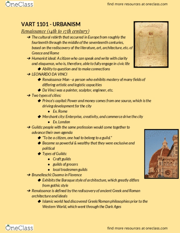 VART 1101 Lecture Notes - Lecture 7: Ancient Roman Architecture, Filippo Brunelleschi, Trevi Fountain thumbnail