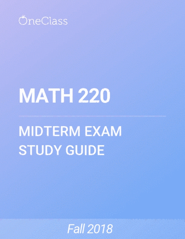 MATH 220 Study Guide - Spring 2018, Comprehensive Midterm Notes ...